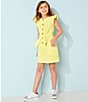 Color:Yellow - Image 3 - Big Girls 7-16 Button Front Flutter Sleeve Tie Waist Dress