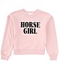 Color:Rose - Image 1 - Big Girls 7-16 Horse Girl Sweatshirt