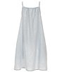 Color:Light Blue - Image 2 - Big Girls 7-16 Sleeveless Linen Stripe Swing Dress