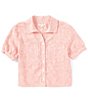 Color:Red - Image 1 - Big Girls 7-16 Striped Camp Button Front Shirt