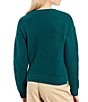 Color:Teal - Image 2 - Chunky Knit Crew Neck Sweater