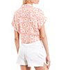 Color:Floral - Image 2 - Coordinating Floral Printed Button Front Tie Hem Camp Shirt
