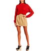 Color:Sand - Image 3 - Corduroy Paperbag Waist Mini Skirt