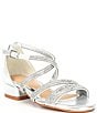 Color:Silver - Image 1 - Girls' Charrming Glitzy Rhinestone Detail Strappy Dress Sandals (Youth)