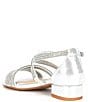 Color:Silver - Image 3 - Girls' Charrming Glitzy Rhinestone Detail Strappy Dress Sandals (Youth)
