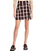 Color:Burgundy - Image 1 - High Rise Pleated Plaid Print Skirt