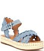 Color:Blue - Image 1 - Juni Denim Cross Strap Platform Espadrille Sandals