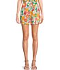 Color:Multi - Image 1 - Linen Blend Coordinating Floral Printed Pull-On Shorts