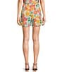Color:Multi - Image 2 - Linen Blend Coordinating Floral Printed Pull-On Shorts