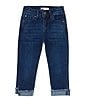 Color:Dark Stone - Image 1 - Little Girl 2T-6X Fray Split Cuff Cropped Jeans