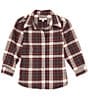 Color:Burgundy - Image 1 - Little Girls 2T-6X Plaid Oversized Shirt