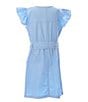 Color:Blue - Image 2 - Little Girls 4-6X Button Front Flutter Sleeve Dress