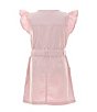 Color:Pink - Image 2 - Little Girls 4-6X Button Front Flutter Sleeve Dress