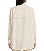 Color:Khaki - Image 2 - Mini Stripe Print Oversized Fit Woven Shirt