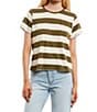 Color:Loden/Ivory - Image 1 - Stripe Short Sleeve Boxy T-Shirt