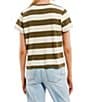 Color:Loden/Ivory - Image 2 - Stripe Short Sleeve Boxy T-Shirt