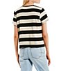 Color:Black/Ivory - Image 2 - Stripe Short Sleeve Boxy T-Shirt