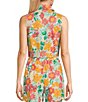 Color:Multi - Image 2 - Woven Coordinating Floral Printed Sleeveless Tie Front Top