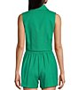 Color:Green - Image 2 - Woven Sleeveless Coordinating Tie Front Blouse