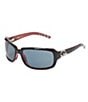 Color:Black/Coral - Image 1 - Isabela UVA/UVB Protection Polarized Rectangle Sunglasses