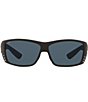 Color:Blackout/Grey - Image 2 - Men's 6S9024 Cat Cay 61mm Rectangle Polarized Sunglasses