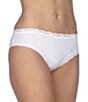 Color:White - Image 1 - Cotton Lace-Trim Bikini Panty