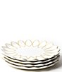Color:White - Image 1 - Deco Gold Scallop Dinner Plates, Set of 4