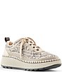 Color:Taupe Snake - Image 1 - Sayah Waterproof Snake Print Leather and Nylon Platform Sneakers