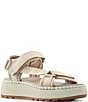 Color:Oyster - Image 1 - Spray Suede And Nylon Platform Wedge Sandals