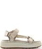 Color:Oyster - Image 2 - Spray Suede And Nylon Platform Wedge Sandals