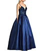 Color:Navy - Image 3 - Beaded Illusion Corset Lace-Up Back Ball Gown