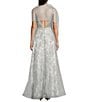 Color:Silver - Image 5 - Glitter Lace Deep V-Neck Ball Gown