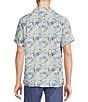 Color:Lucent White - Image 2 - Blue Label French Linen Collection Hibiscus Print Short Sleeve Woven Camp Shirt