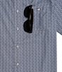 Color:Pale Grey - Image 5 - Blue Label Performance Stretch Twill Swordfish Print Short Sleeve Woven Shirt
