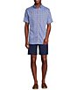 Color:Pool Blue - Image 3 - Blue Label Performance Twill Plaid Short Sleeve Woven Shirt