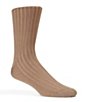 Color:Taupe - Image 1 - Cotton Rib Dress Socks