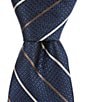 Color:Navy - Image 1 - Grounded Stripe 3 1/4#double; Silk Tie