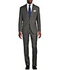 Color:Grey - Image 1 - Modern Fit Flat Front Plaid 2-Piece Suit
