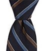 Color:Navy - Image 1 - Multi Stripe 3#double; Silk Blend Tie