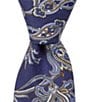Color:Navy - Image 1 - Paisley Printed Slim 3#double; Woven Tie