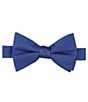 Color:Navy - Image 1 - Solid Textured Silk Bow Tie