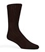 Color:Brown - Image 1 - Wool Blend Flat Knit Crew Dress Socks