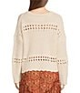 Color:Natural - Image 2 - Cropped Open Weave Scalloped Ribbed Hem Ryder Sweater