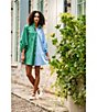 Color:Pine/Hyacinth - Image 4 - Balloon Long Sleeve Button Front Color Block Olive Dress