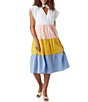 Color:Spring - Image 3 - Cap Sleeve Color Block Watts Midi Dress