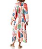 Color:Menemsha - Image 3 - Freya Long Balloon Sleeve V-Neckline Caftan Maxi Dress
