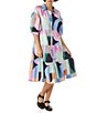 Color:Multi - Image 1 - Puff Sleeve Button Front Tiered Rowen Midi Dress