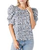 Color:Just A Dash - Image 3 - Rudy Pleated Puff Short Sleeve Crew Neck Button Back Top