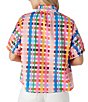 Color:Picnic Plaid - Image 2 - Ruffled Collar Button Front Short Puff Sleeve Coordinating Britt Top