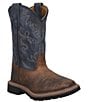 Color:Rust/Blue - Image 1 - Kids' Brantley 8#double; Leather Western Boots (Toddler)